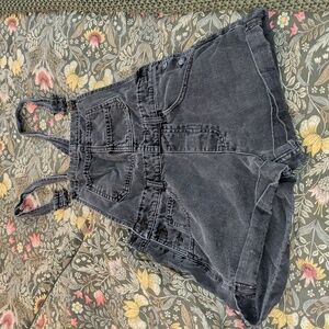 Free People Black Denim Coveralls